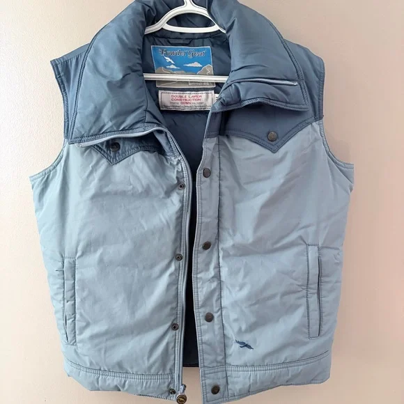 VINTAGE Powder Gear Western Yoke Down Puffer Vest Blue - Picture 4 of 8